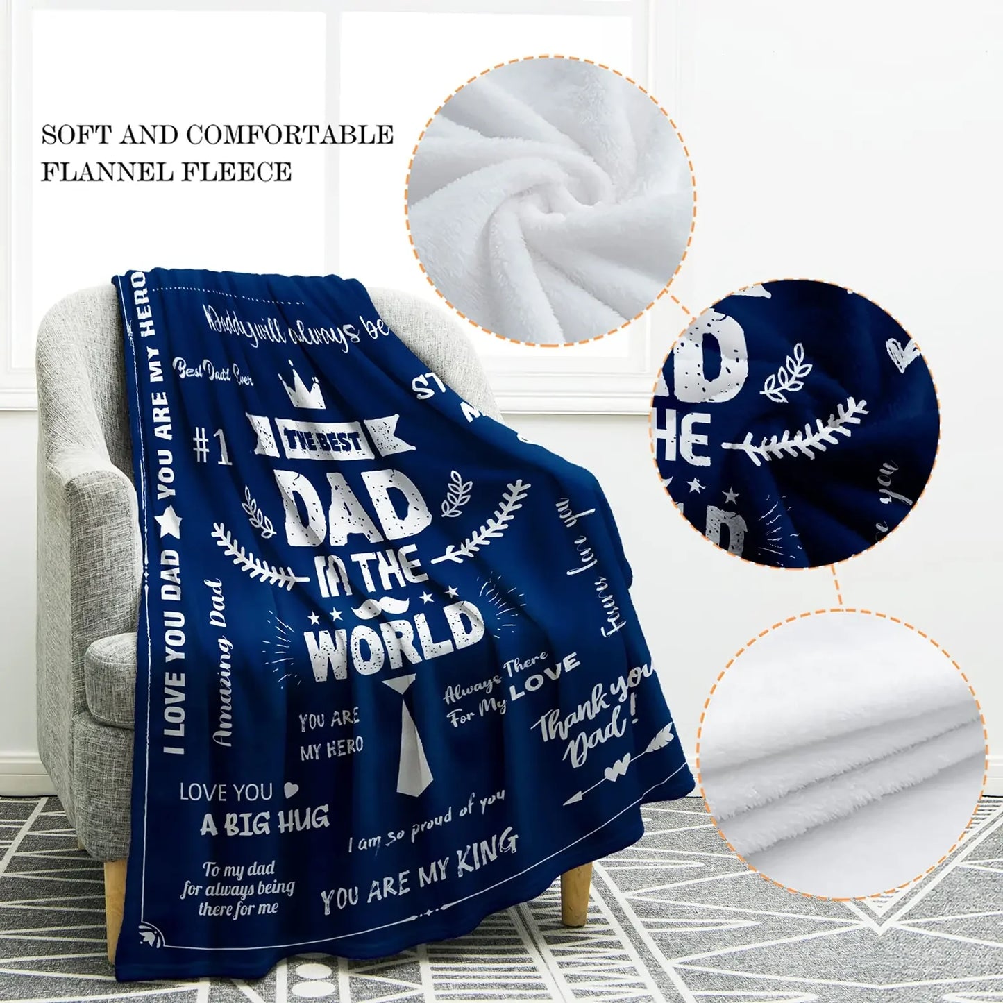 Dad Blanket | The Best Dad Throw Blanket | Soft and Warm Gift for Father, Daddy, Papa, Pappy, Grandpa | Perfect for Father’s Day, Birthday, Christmas ShopOnlyDeal