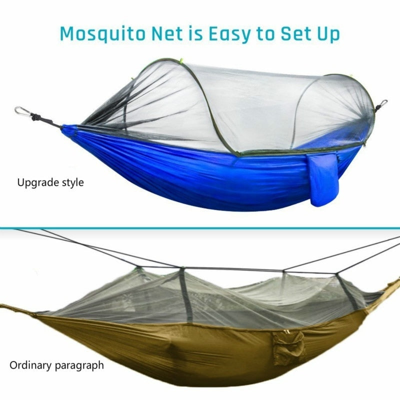 Experience Outdoor Bliss in 2023 with our Camping Hammock with Mosquito Net - Pop-Up Light, Portable Parachute Hammocks for Swing and Sleeping. Your Ultimate Camping Stuff! ShopOnlyDeal