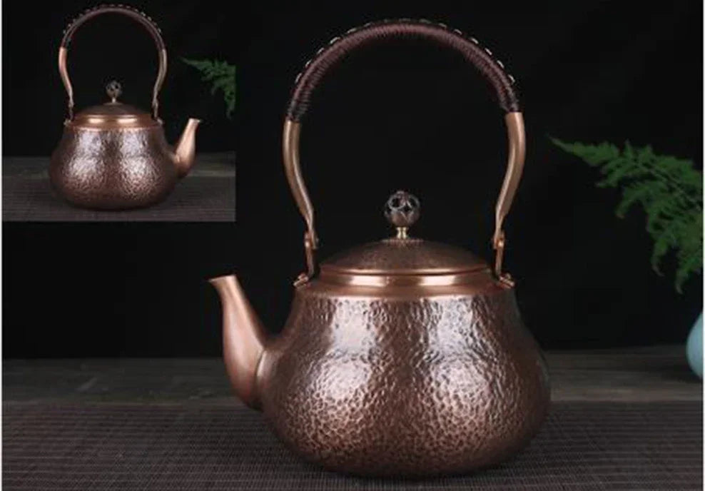 Antique Copper Kettle Handmade Hammer Pattern | Thickened Red Copper Teapot for Health Tea Set Crafts | Uncoated Durable Teapot for Elegant Brewing Alo Trendy ShopOnlyDeal