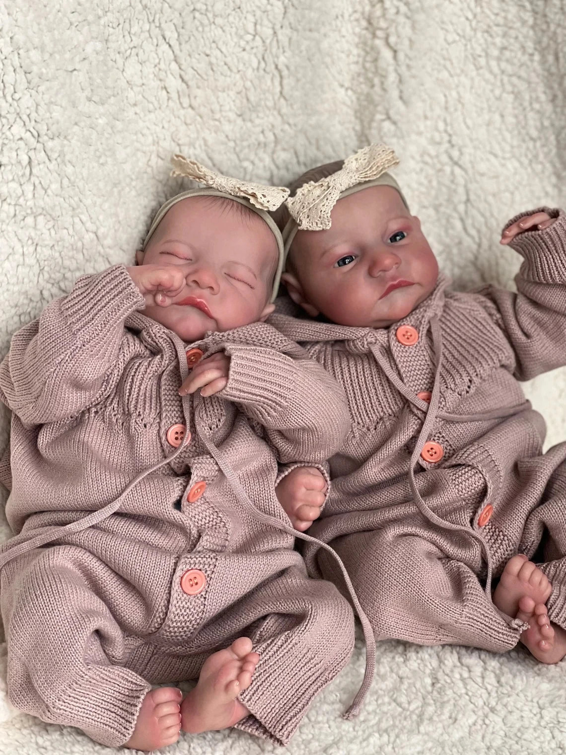 19inch Full Body Silicone Already Painted Finished Reborn Baby Doll Twins Levi Awake & Sleeping  Baby Doll 3D Skin Visible Veins ShopOnlyDeal