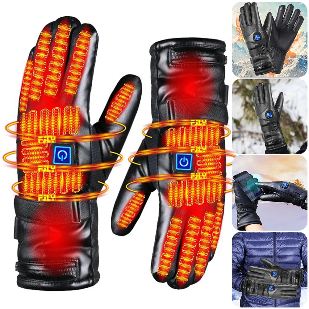 Motorcycle Heated Gloves 3 Temperature Levels Heating Gloves Waterproof Rechargeable Electric Heated Gloves for Outdoor Cycling ShopOnlyDeal