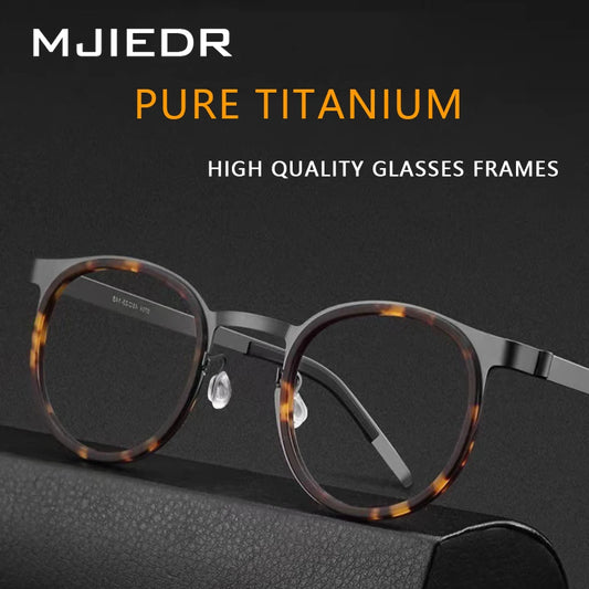 Brand Pure Titanium Glasses Frame for Men Metal Vintage Round Prescription Eyewear Myopia Optical Eyeglasses Spectacle ShopOnlyDeal
