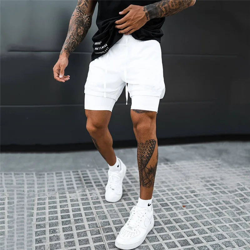 NEW 2 IN 1 Sport Running Casual Breathable Shorts Men Double-deck Jogging Quick Dry GYM Shorts Fitness Workout Men Shorts ShopOnlyDeal