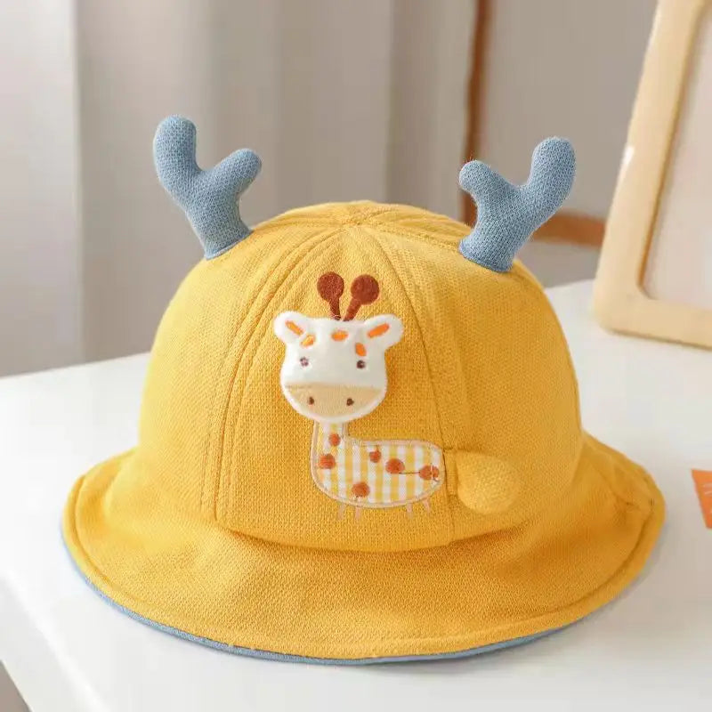 New Baby Bucket Hat With Ears Cute Cartoon Animals Baby Boy Girl Sun Cap Infant Toddler Fisherman Hat ShopOnlyDeal