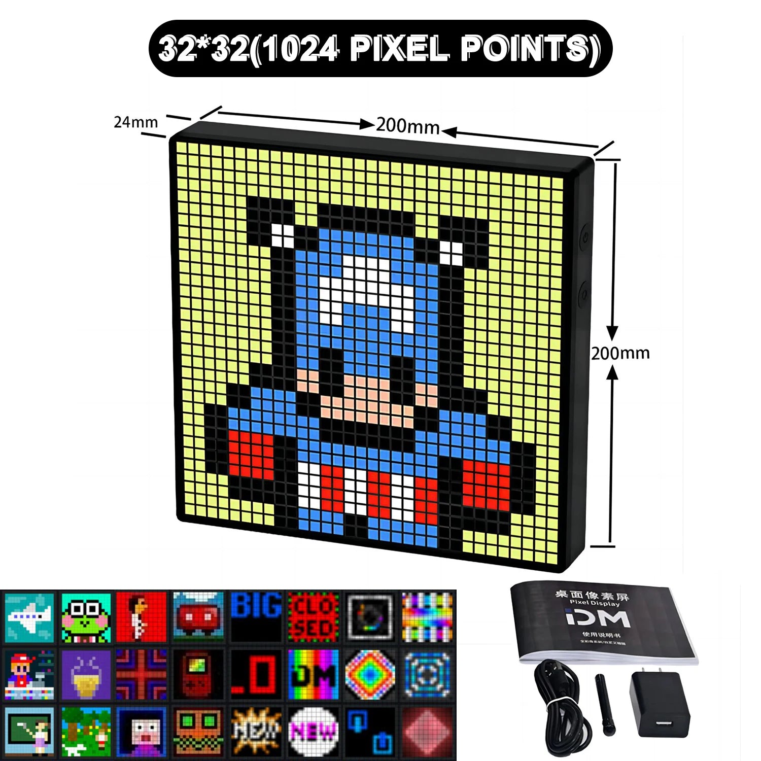 LED Pixel APP Cellphone Control Display 32X32 Programmable Night Light LED Screen for Gaming Decoration Business Advertisement ShopOnlyDeal