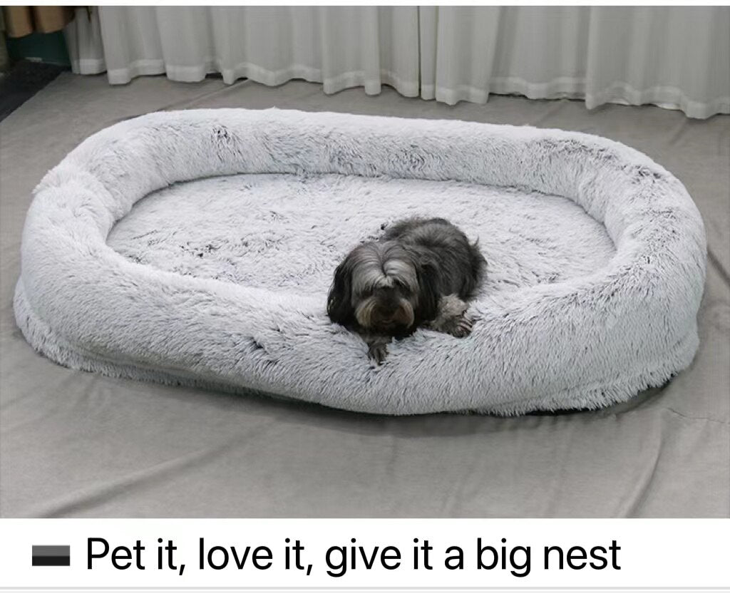 Airopaws™ Giant Human Dog Bed Long Plush Huge Size Pet Bed Sleeping Warm Nest Human Size Comfortable Nest For Human And Pet Dog Cat ShopOnlyDeal