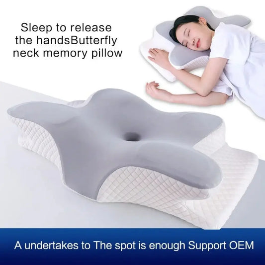 Memory Foam Pillows Butterfly Shaped Relaxing Cervical Slow Rebound Neck Pillow Pain Relief Sleeping Orthopedic Pillow Beding ShopOnlyDeal