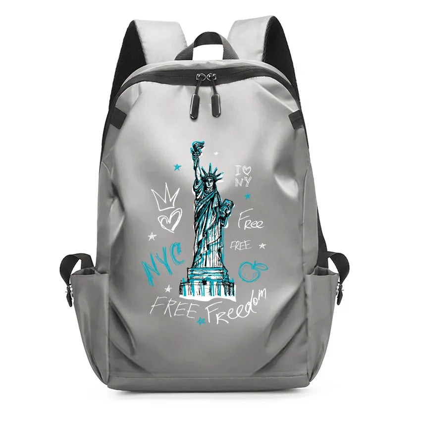 American Freedom Goddess Pattern Printed USB Backpack | Girl School Bag College Student Women Man Female Laptop Ladies Backpack ShopOnlyDeal