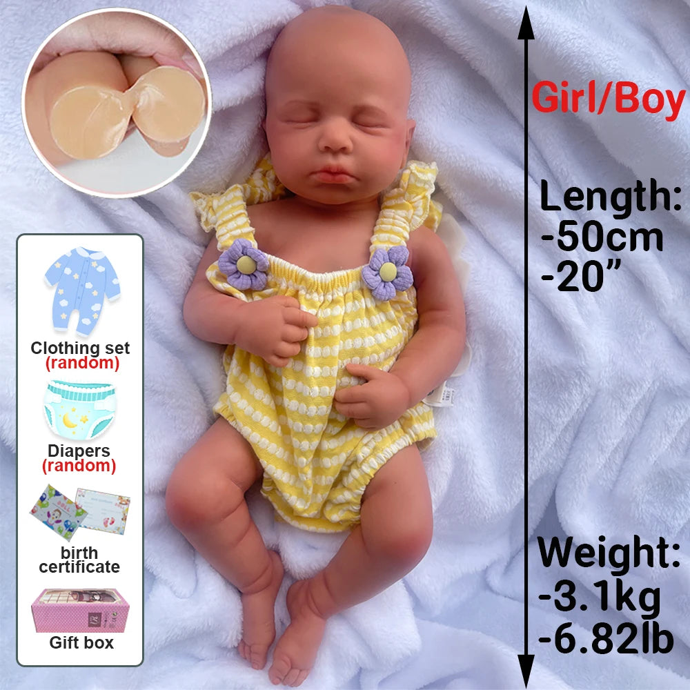 Full Body Silicone Reborn Baby Girl Loulou 20Inch 1:1 Lifelike Silicone Bebe Washable Newborn Dolls for Kids Teaching ShopOnlyDeal