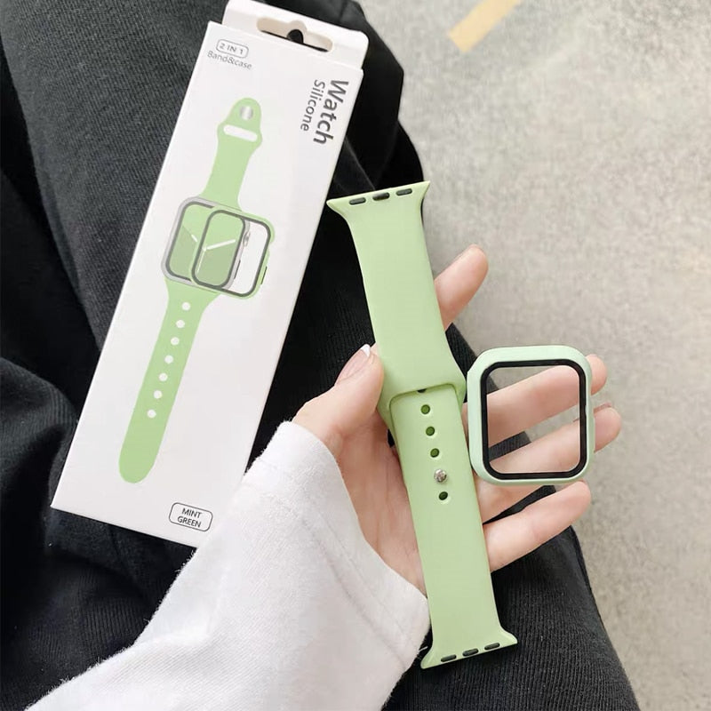 Case+Silicone Strap for apple watch band 44mm 45mm 41mm 38mm 42mm 40mm 44MM Sport Rubber Bracelet iWatch serise 6 5 se 7 8 band ShopOnlyDeal