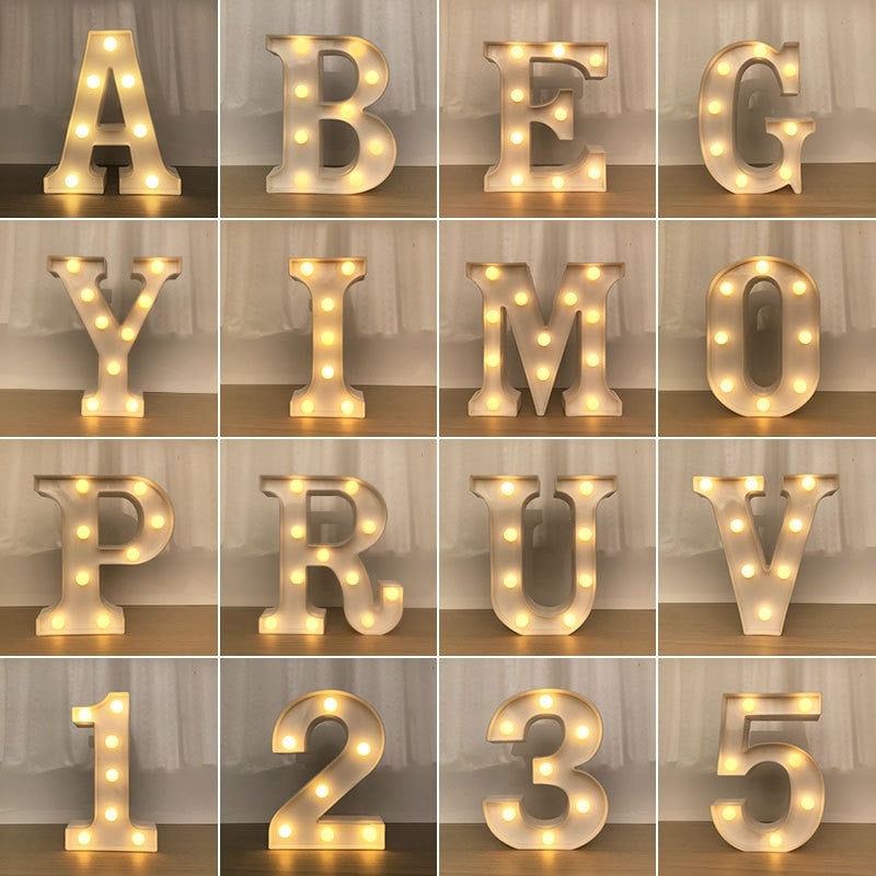 Decorative Letters Alphabet Letter LED Lights Luminous Number Lamp Decoration Battery Night Light Party Baby Bedroom Decoration ShopOnlyDeal