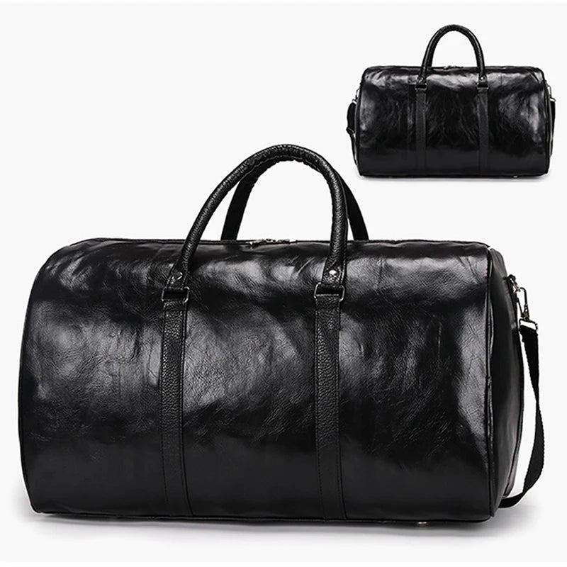 Leather Travel Bag Large Duffle Independent Big Fitness Bags Handbag Bag Luggage Shoulder Bag Black Men Fashion Zipper Pu ShopOnlyDeal