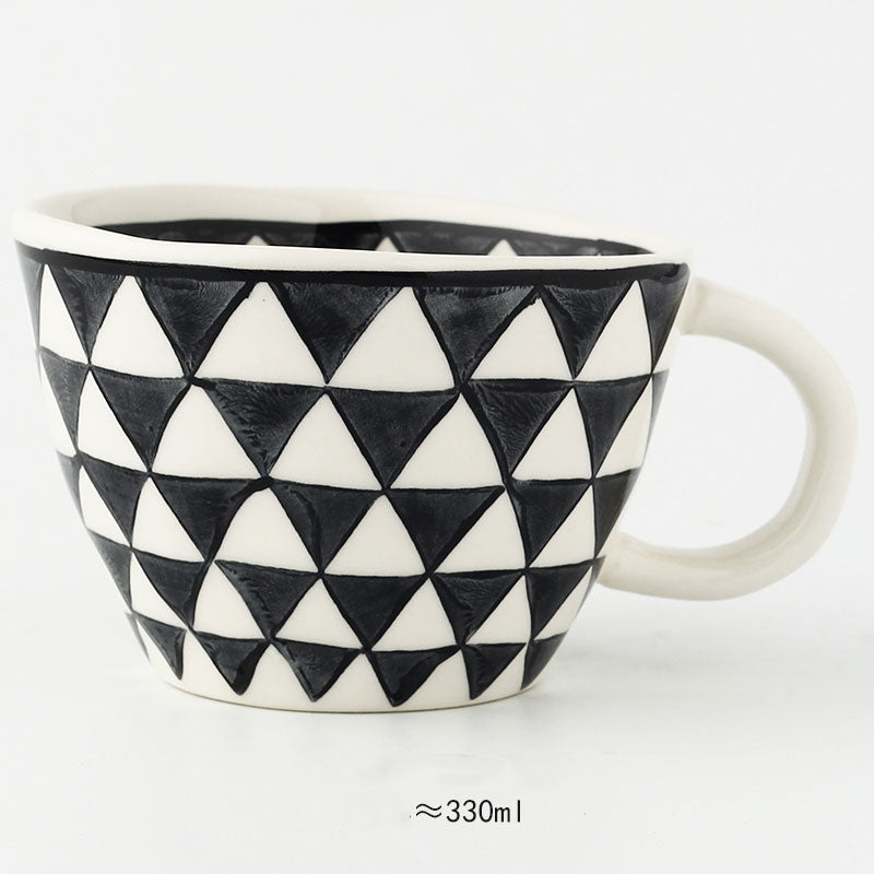 Hand Painted Geometric Ceramic Mugs With Gold Handle Handmade Irregular Cups For Coffee Tea Milk Oatmeal Creative Birthday Gifts ShopOnlyDeal