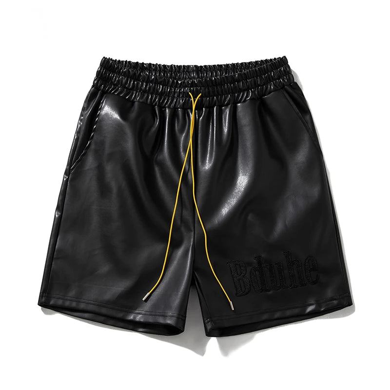 Leather Black Red Green Borad Shorts Pockets 2024 Summer Men Women High Quality Yellow Drawstring Beach Shortpant Breeches ShopOnlyDeal