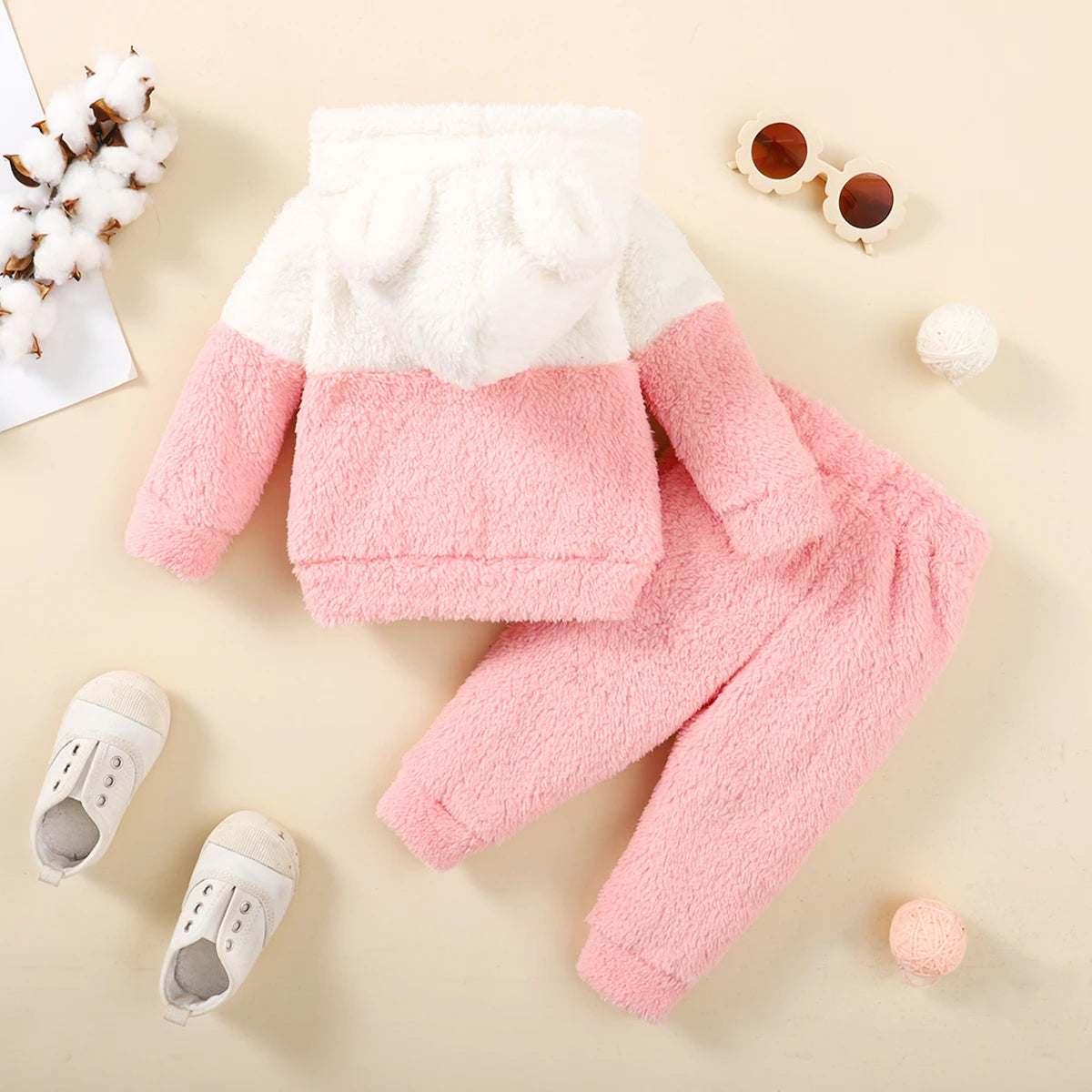 0-2 Years Newborn Baby Girl Fluff Warm Clothes Set Long Sleeve Hoodie Top+Pant Autumn&Winter Daily Wear 2PCS Outfits for Toddler ShopOnlyDeal