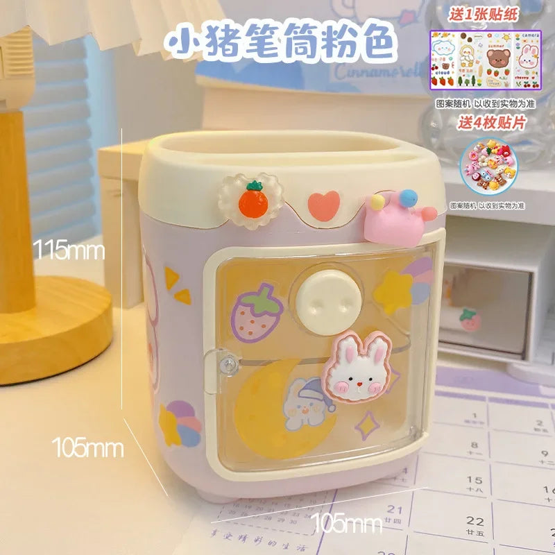 Cartoon Pen Holder Cute Girl Heart Creative Fashion Style Office Study StationeryStorageBox Desktop Multi-function SchoolSupplies ShopOnlyDeal