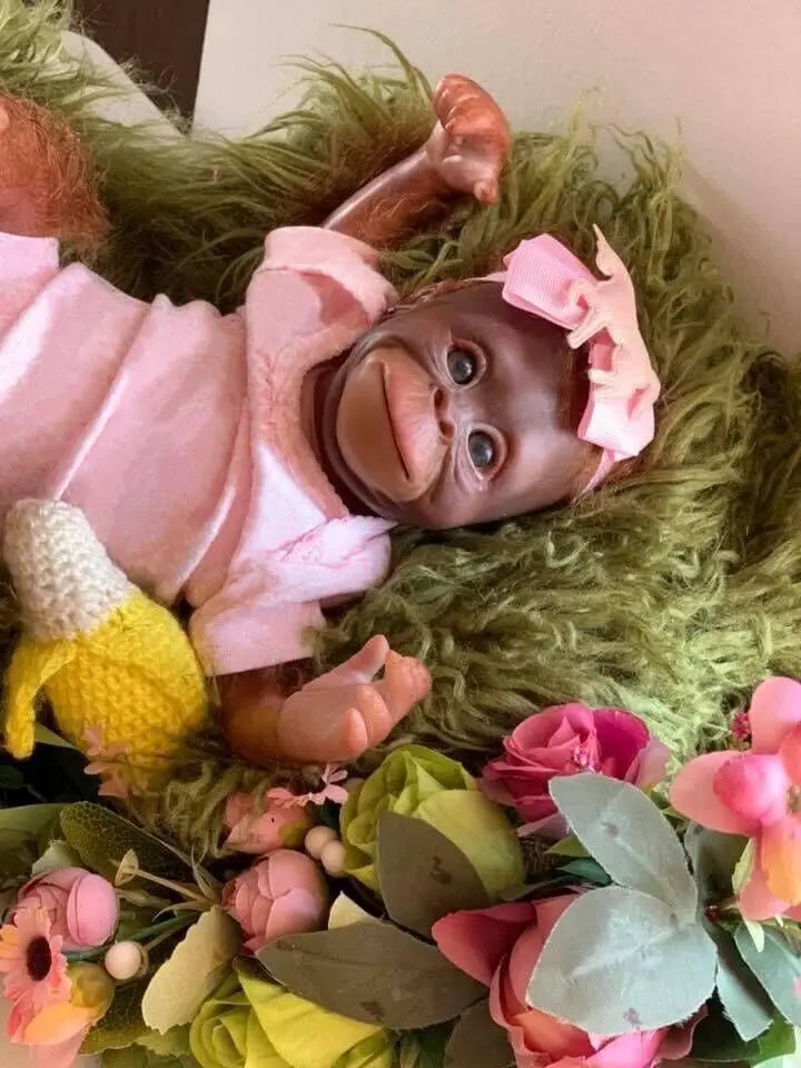 Pink 46 cm Silicone Monkey Reborn Dolls Handmade Cute Reborn Baby Dolls With Soft Touch Realistic Toddler Doll For Kids Birthday ShopOnlyDeal