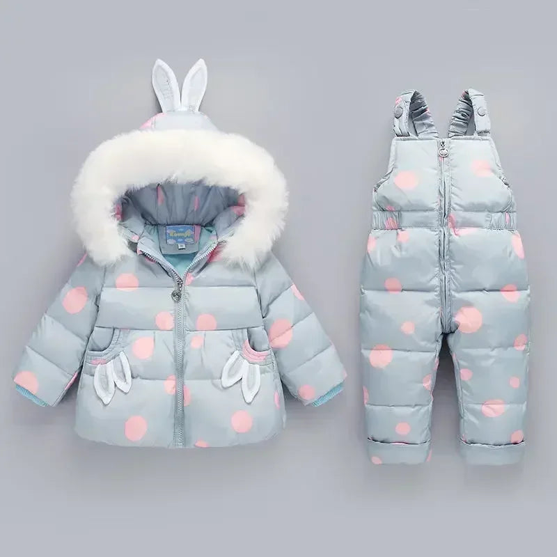 Winter Children`s Clothing Set 2Pcs Girl Down Jacket 2023 New Baby Snowsuit Clothes Overalls for kids Toddler Jumpsuit Coat 1-4Y ShopOnlyDeal