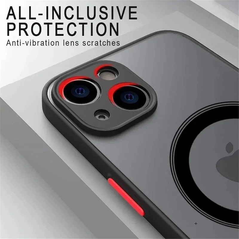 Matte Armor Magnetic Wireless Charge Clear Case | Compatible with iPhone Models Including 15, 14, 13, 12, 11 Pro Max, Mini, 14 Plus, XS Max, XR, X | MagSafe Cover ShopOnlyDeal