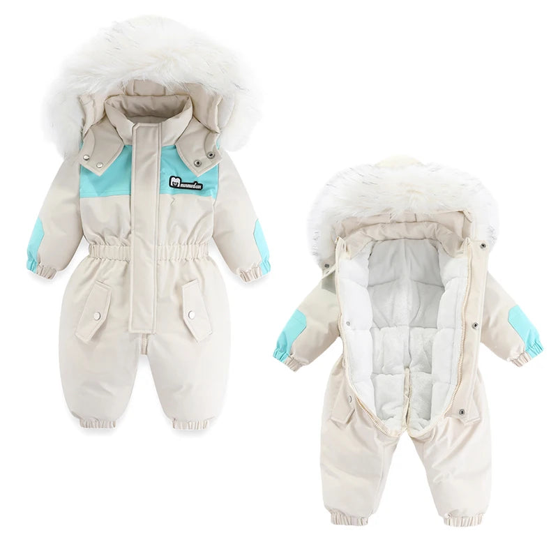 -30 Degree Winter Baby Ski Suit Waterproof Baby Jumpsuit Thicken Boys Overalls Warm Kids Clothes Children Clothing Set 1-5 Yrs ShopOnlyDeal