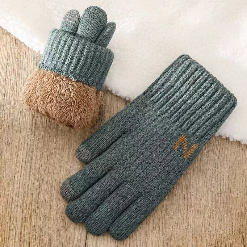 Winter Thickened Plush Knitted Gloves Touch Screen Driving Gloves Outdoor Cold Proof Warm Gloves ShopOnlyDeal