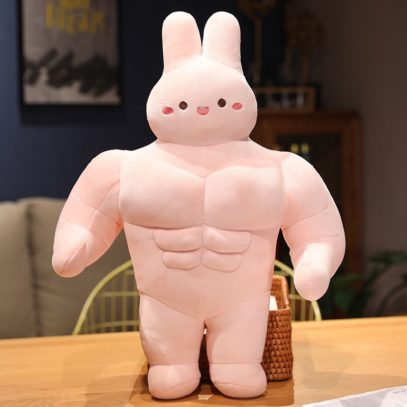 Creative Strong Muscle Rabbit Real Man Plush Toys Humanoid Animal Pillow Stuffed Soft Vent Embrace Toys Cushion for Kids Gift ShopOnlyDeal