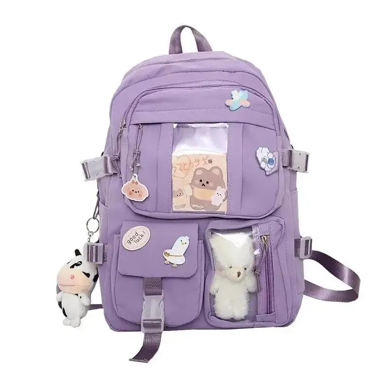 Popular Pink Purple Color Girls High School Student Backpack Bags ShopOnlyDeal