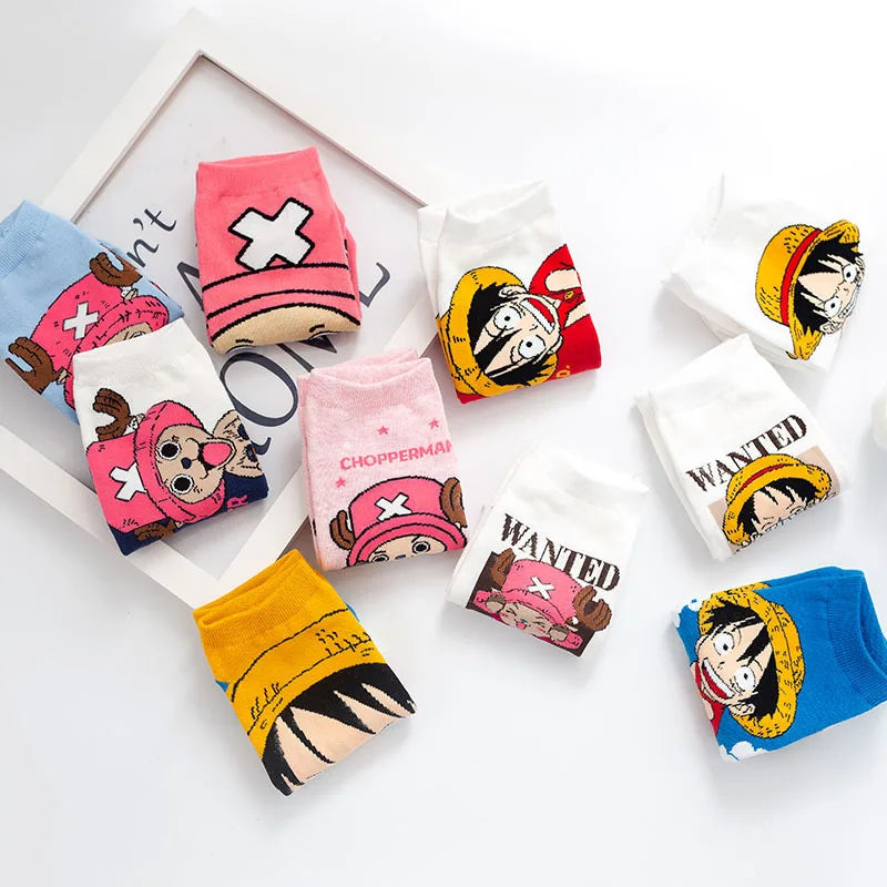 Anime One Piece Luffy Chopper Short Socks | Happy Women Students Cotton Socks | Cartoon Colorful Thin Socks | Creative Ladies Spring ShopOnlyDeal