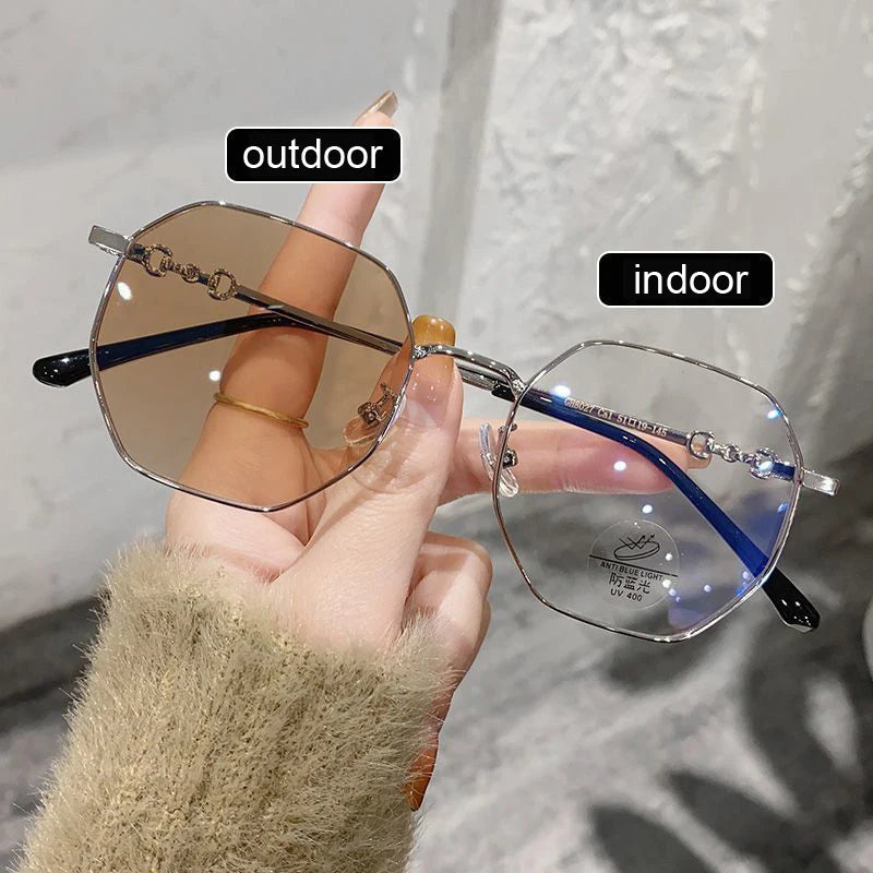 Women's Intelligent Photochromic Minus Diopter Glasses Outdoor Color Changing Sunglasses Trendy Myopia Prescription Eyeglasses ShopOnlyDeal