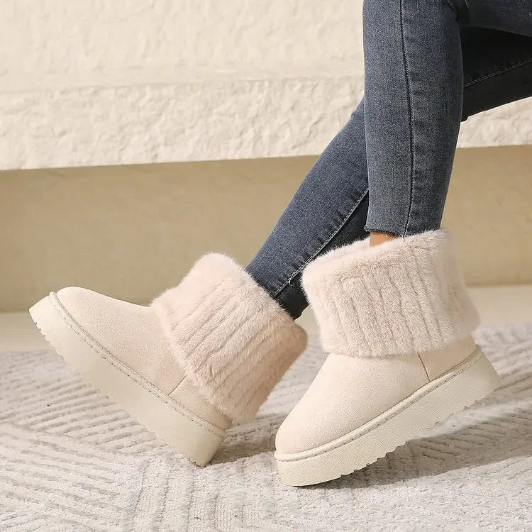 Winter Women Short Plush Warm Snow Boots Casual Shoes  New Suede Fur Chelsea Ankle Boots Flats Platform Ladies Shoes Botas ShopOnlyDeal