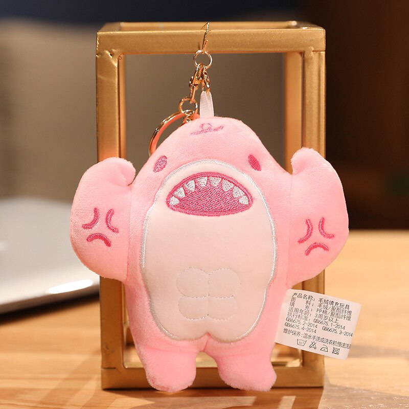 Cute Muscle Shark Plush Toy Pendant 11cm Stuffed Animal Shark Plushies Doll Pink Blue Fish Keychain Gift Doll For Kids Girl ShopOnlyDeal