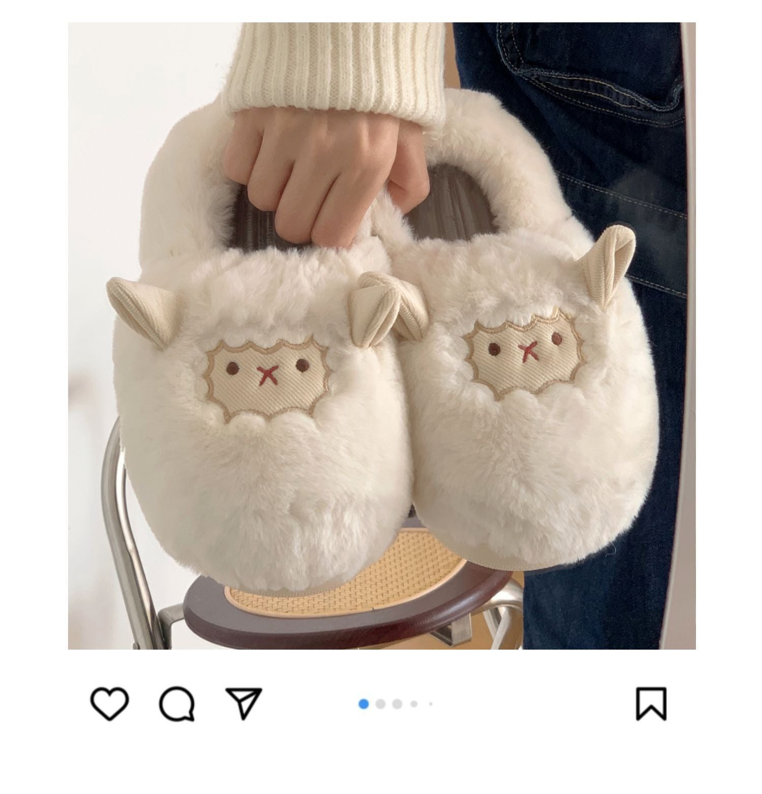 Shevalues Cute Lamb Cotton Slippers Women Fashion Indoor Furry Plush Slippers Female Winter Bedroom Warm Fluffy Cozy Home Shoes ShopOnlyDeal