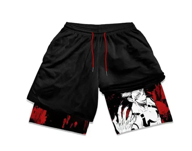 Summer Men's Double Layered Shorts | Anime High Waisted Oversized Breathable Sports Shorts | Training and Fitness Sports Shorts ShopOnlyDeal