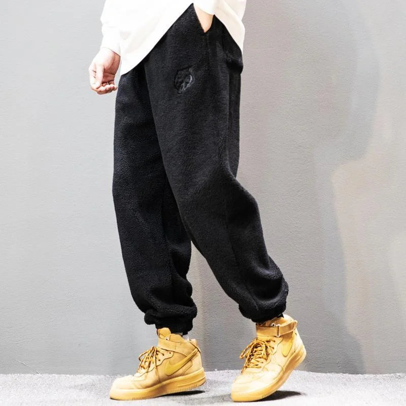 Autumn Winter Men Big Size Lamb Fleece Sweatpants Y2k Vintage Coffee Streetwear Fashion Male Clothes New Casual Warm Trousers ShopOnlyDeal