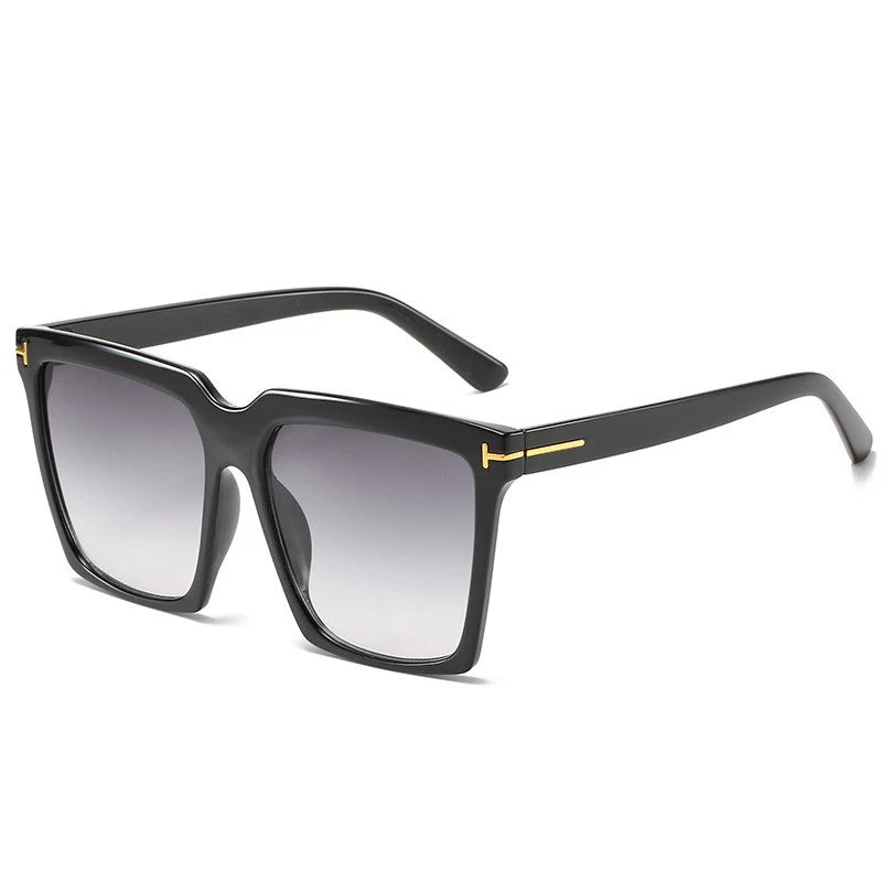 Fashion Square Sunglasses for Women | Vintage Brand Oversized "T" Design Sun Glasses - UV400 Protection in Black Gradient for Both Men and Women ShopOnlyDeal