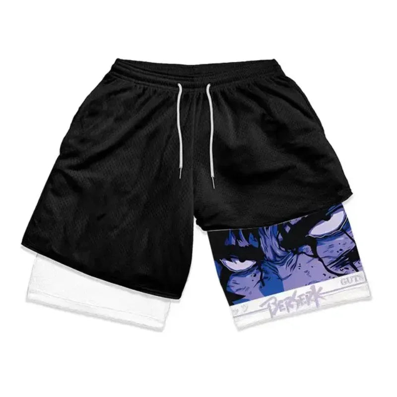 Summer Men's Double Layered Shorts | Anime High Waisted Oversized Breathable Sports Shorts | Training and Fitness Sports Shorts ShopOnlyDeal