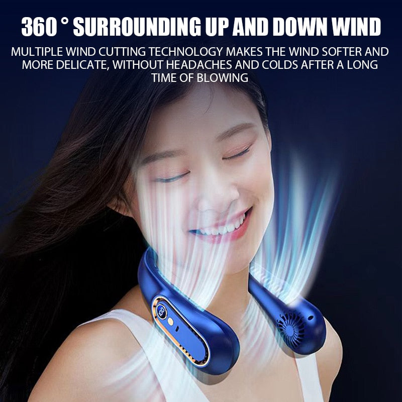 Hanging Neck Fan Digital Display Power ventilador Bladeless Neckband Fan Portable Mini Air Cooler USB Rechargeable Electric Fans ShopOnlyDeal