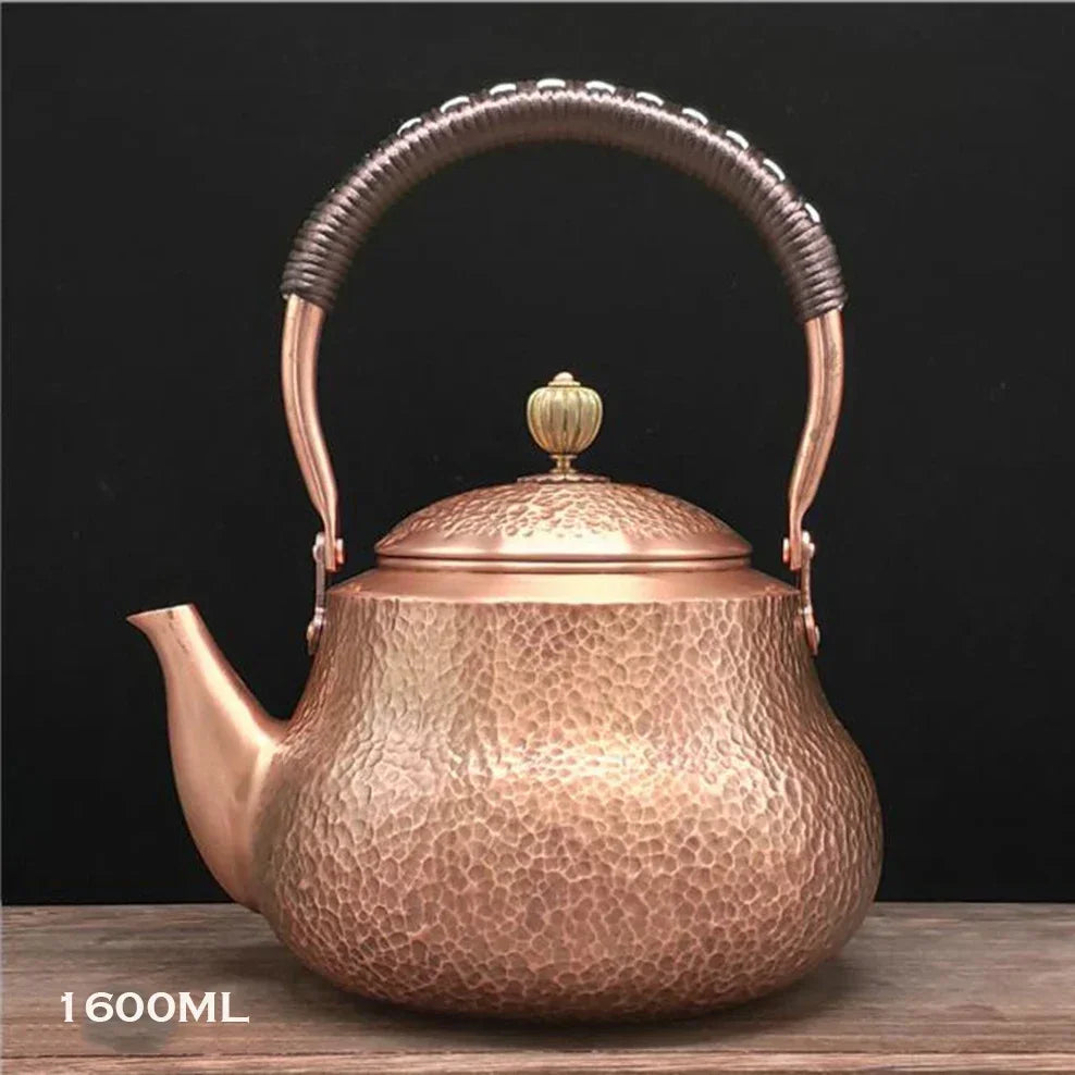 Antique Copper Kettle Handmade Hammer Pattern | Thickened Red Copper Teapot for Health Tea Set Crafts | Uncoated Durable Teapot for Elegant Brewing Alo Trendy ShopOnlyDeal