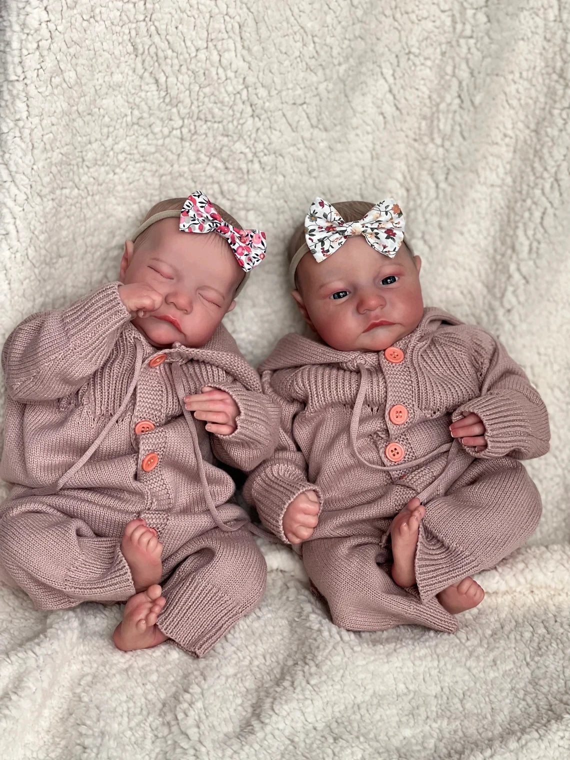 19inch Full Body Silicone Already Painted Finished Reborn Baby Doll Twins Levi Awake & Sleeping  Baby Doll 3D Skin Visible Veins ShopOnlyDeal