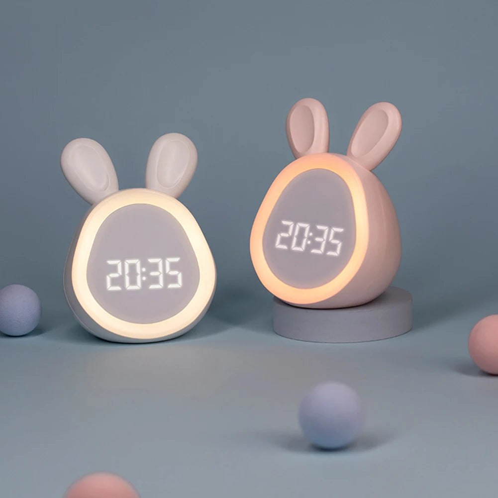 Kids Cute Rabbit Alarm Clock With Night Light Stepless Dimming Led Digital Alarm Clock For Boys Girls ShopOnlyDeal