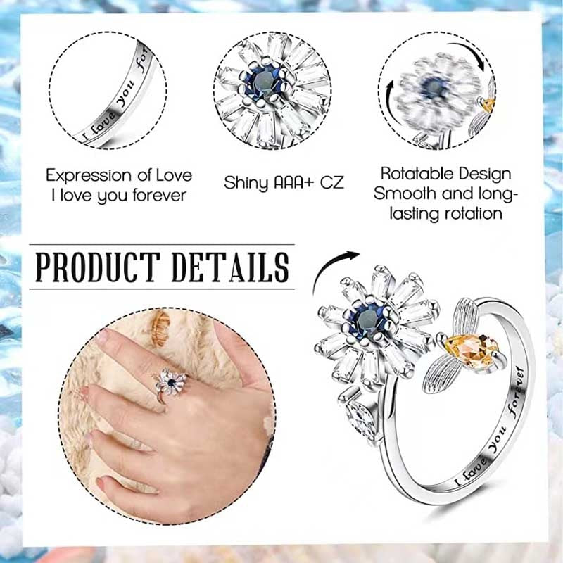 Satinless Steel Sun Rings For Women Anti Stress Anxiety Fidget Sunflower Sun Star Ring Party Aesthetic Jewelry Gift Bijoux Femme ShopOnlyDeal