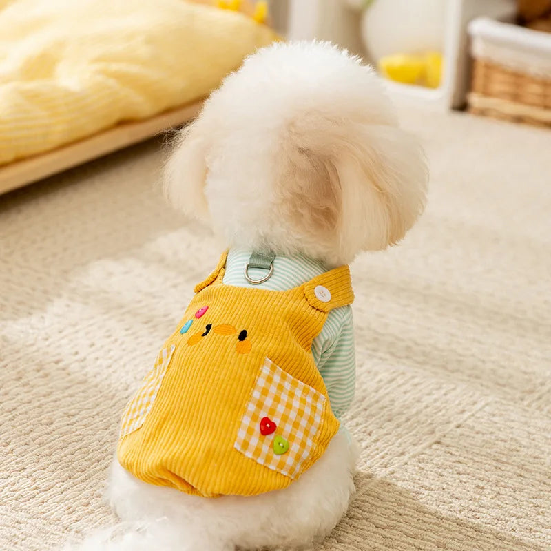 Cute Cartoon Plaid Pocket for Dogs in Autumn and Winter Small Animals Two Legs Suspenders Pants for Cats Warm Pet Dogs Clothes ShopOnlyDeal