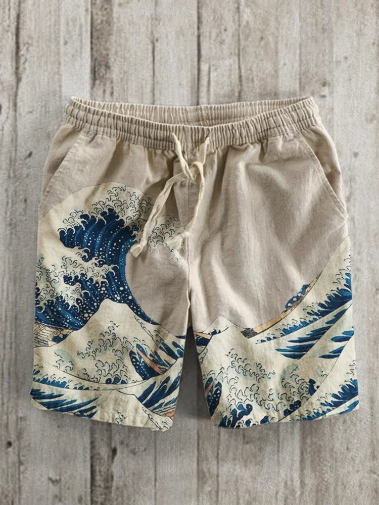 2024 Summer Popular 3D Digital Printed Bamboo Hemp Casual Shorts | Beach Vacation | Summer Trendy Beach 3D Printed Extra Large Shorts ShopOnlyDeal