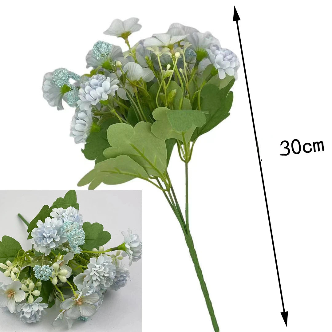 Artificial Flowers Silk European Mini Ball Chrysanthemum Bundle Wedding Bridal Floral Simulation Flower Garden Decoration Plants ShopOnlyDeal