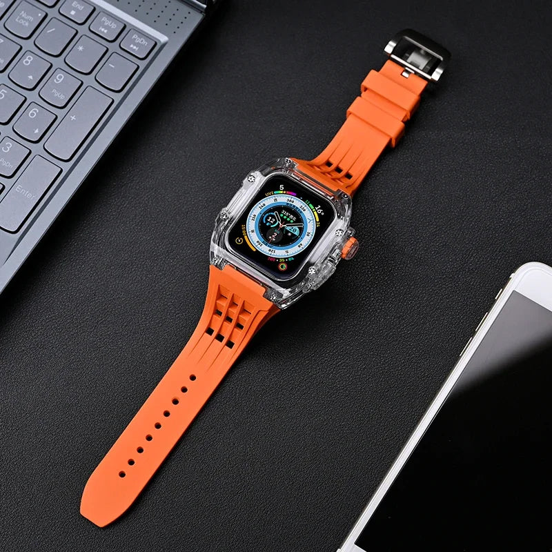 Luxury Glacier Transparent Modification Kit for Apple Watch | Case Ultra 49mm | Compatible with Series 8, 7, 6, SE, 5, 4 | 45mm, 44mm | Rubber Band ShopOnlyDeal