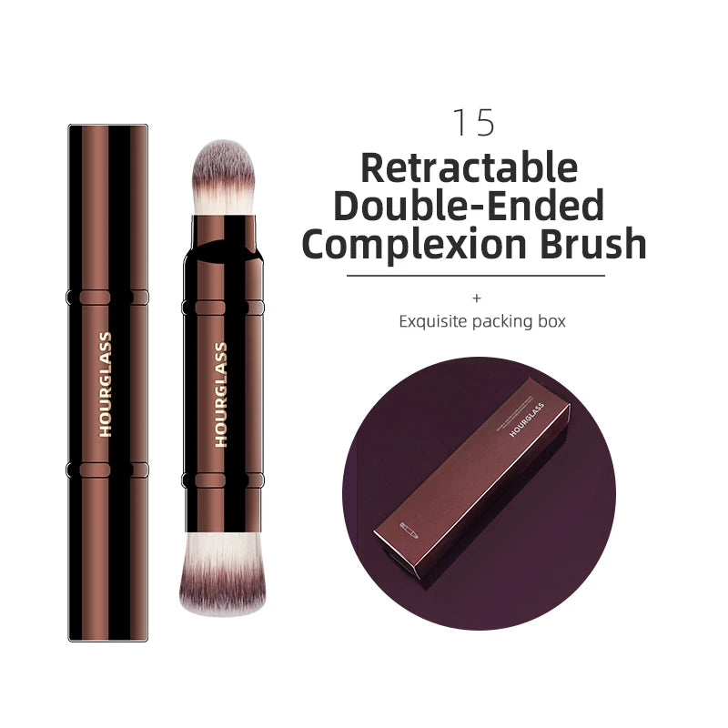 Hourglass Makeup Brush Collection | Professional Brushes for Eyeshadow, Foundation, Concealer, Powder, Bronzer, Blusher, & Eyeliner | Retractable Designs ShopOnlyDeal