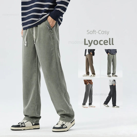 High Quality Lyocell Jeans for Men | Elastic Waist Korean Fashion Y2K Pants | Casual Baggy Denim Trousers | Oversized M-5XL ShopOnlyDeal