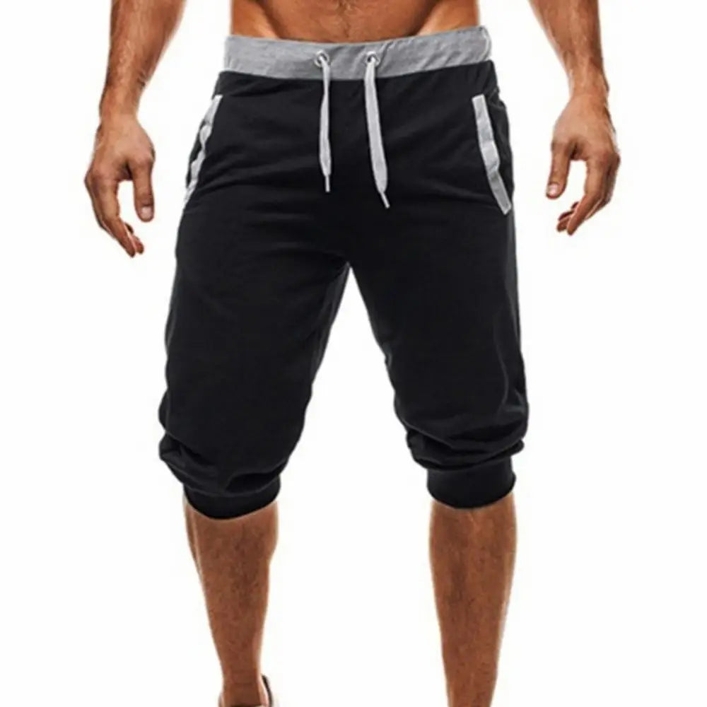 Men Pants Summer Harem Slacks Shorts Sport Sweatpants Drawstring Jogger Trousers Sportswear Slim Fit Black Jogger For Daily Work ShopOnlyDeal