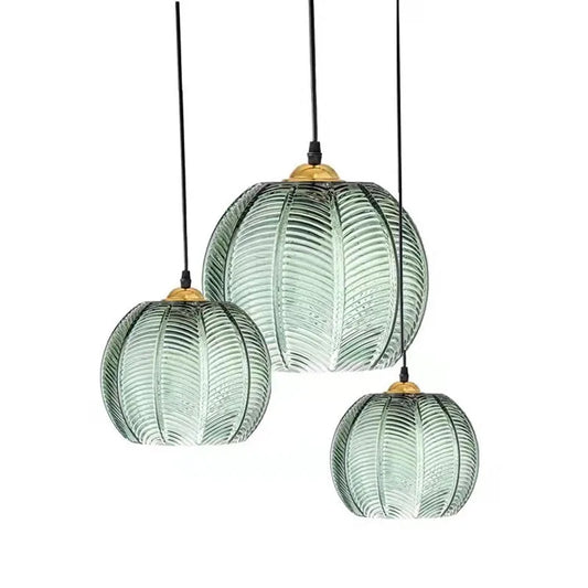 Nordic Glass Pendant Light Green Leaf Pattern Lighting For Living Room Dining Room Hotel Study Bedroom Indoor Decorative Fixture ShopOnlyDeal