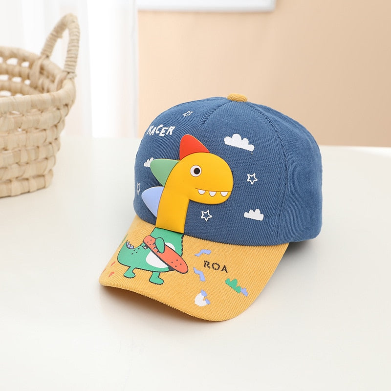 Cartoon Dinosaur Children Baseball Cap Cute Animal Kids Sun Hat Spring Corduroy Outdoor Boys Girls Peaked Caps Bonnet Gorras ShopOnlyDeal